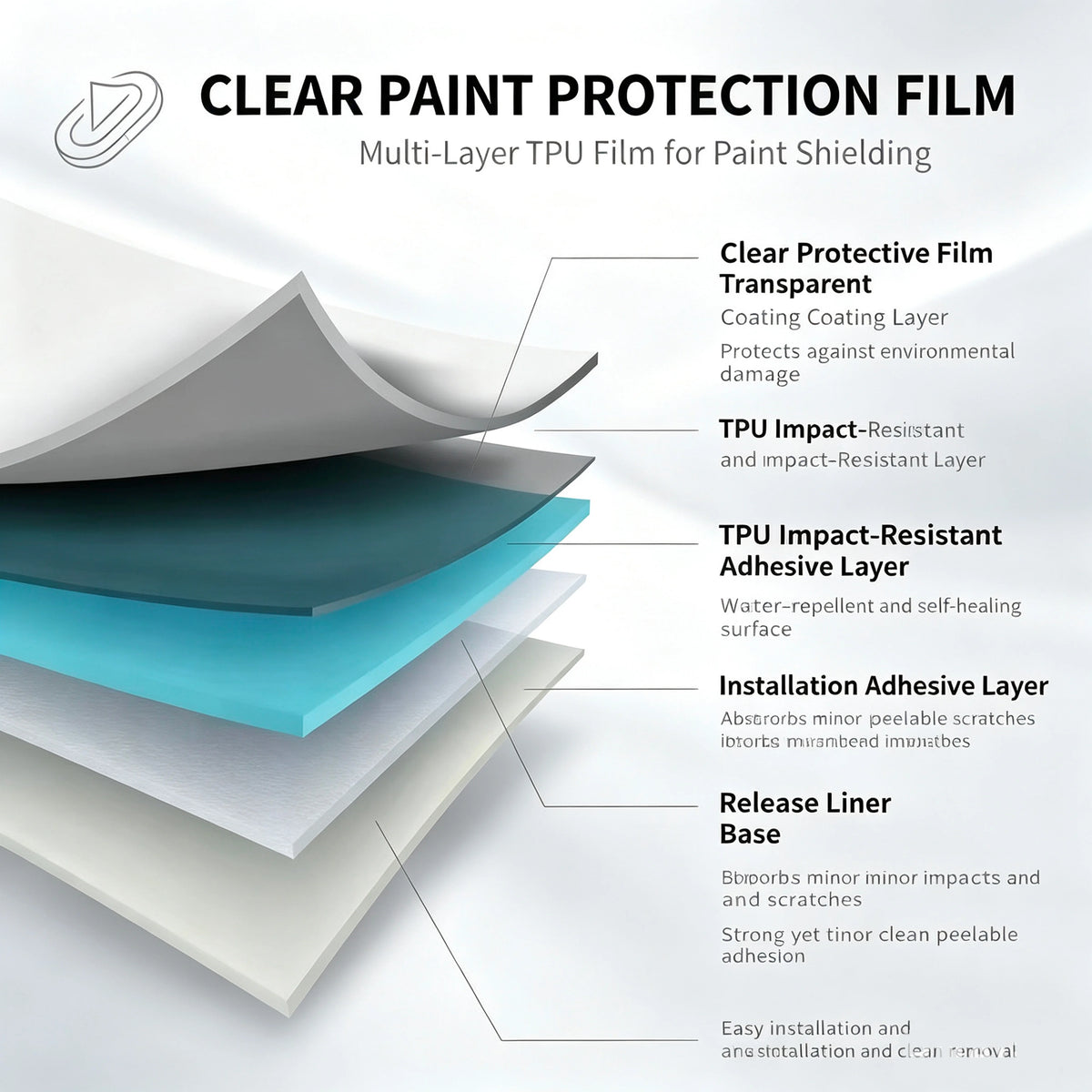 Super Glossy TPU Self Healing Anti Scratch 40% Increased Scratch Resistance Removable Clear Paint Protection Film LLUMAR PPF