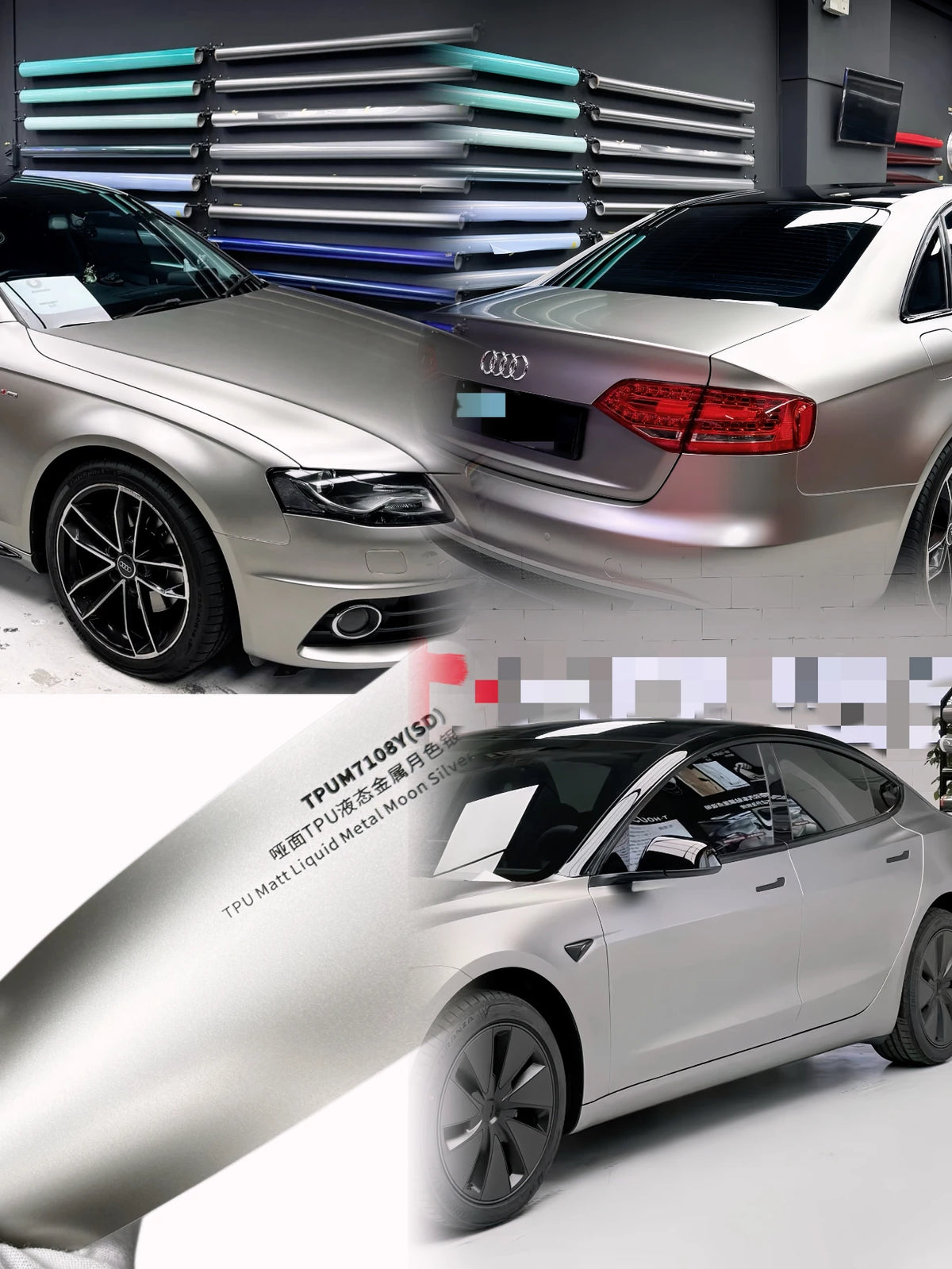 Wholesale High Quality Full Body TPU Matt Liquid Metal Moon Silver Self Healing Color Changing Car Vinyl Wrap Film UV/IR
